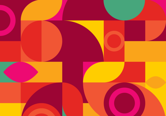 Colourful abstract graphic in vibrant UCalgary colours.
