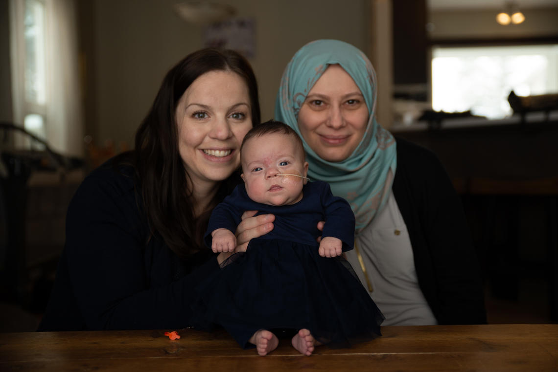 Chantel Bahan and her daughter Holly with Dr. Jumana Samara, MC, study co-Investigator