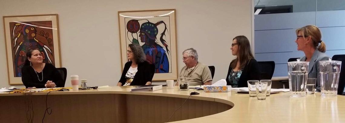 Beverly Jacobs, far left, at the successful defence of her thesis in Calgary Aug. 30, 2018.
