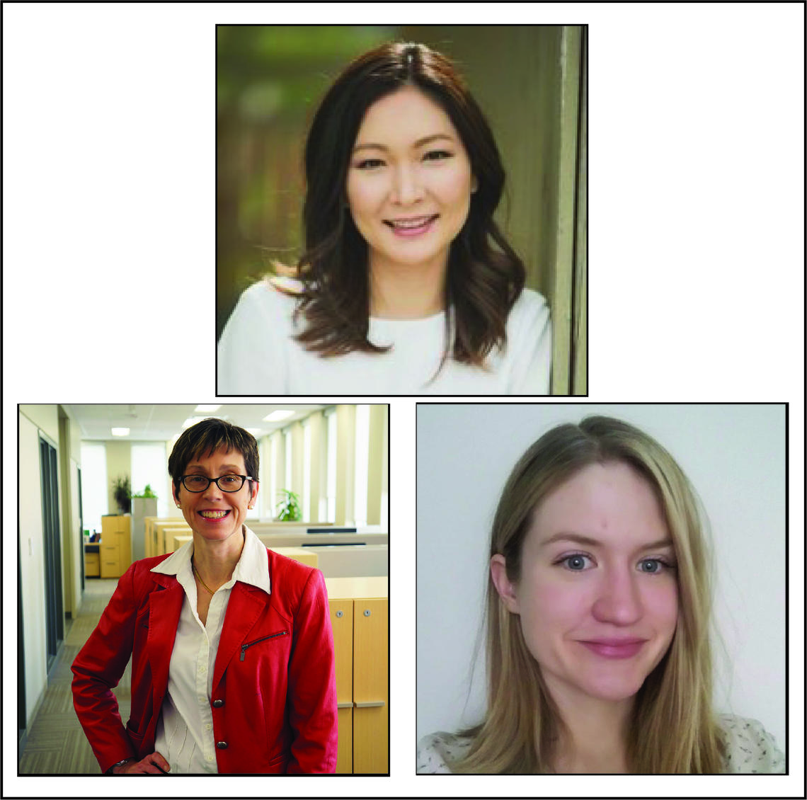Keynote speakers for the 2019 Women in Data Science Cumming School of Medicine Conference are: Rena Tabata (top), Dr. Lisa Lix, PhD, (bottom left), Jacqueline Harris (bottom right).