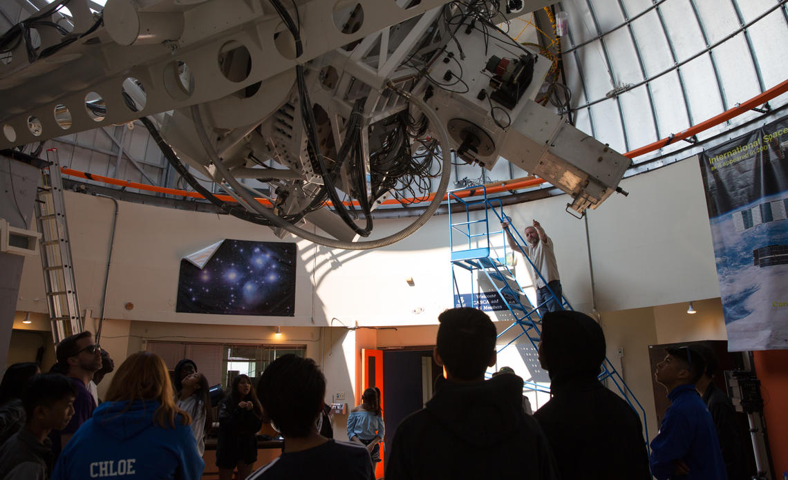 Students from a rural junior high school tour the University of Calgary’s Rothney Astrophysical Observatory on May 29.