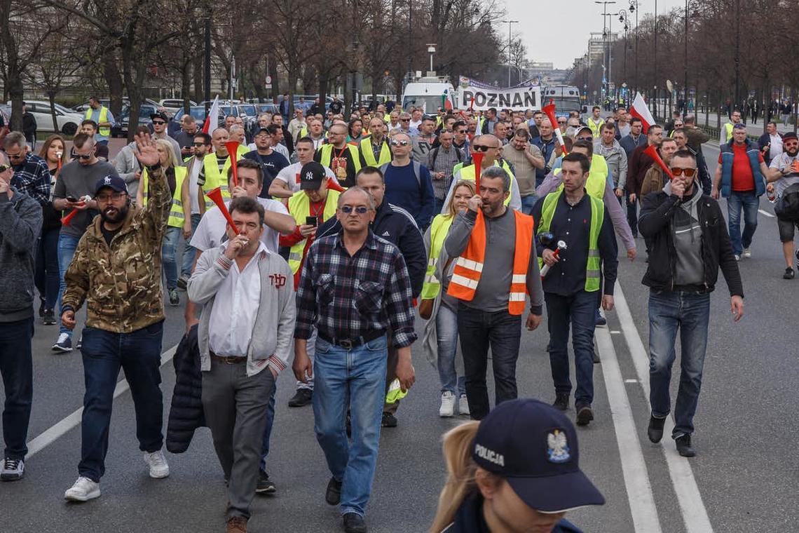Taxi driver anti-Uber protests like this one in Warsaw, Poland on April 8, 2019 have taken place in several global cities.