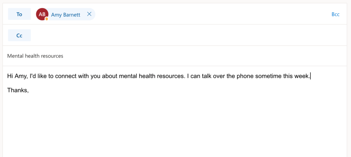 E-mail template for Mental Health Consultant