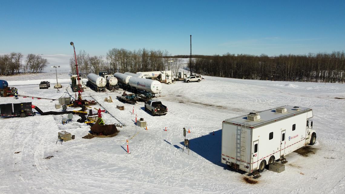 Field pilot drilling site near Red Deer, AB.