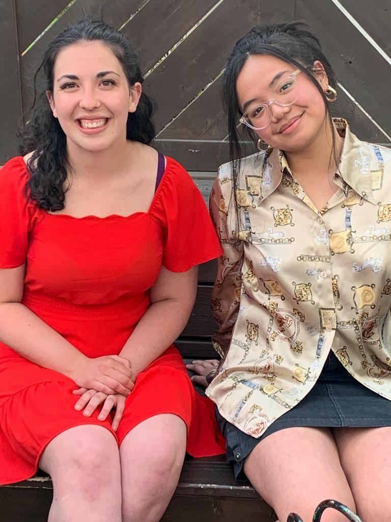 Kirsten Young (left) and Brooklyn Mori-Sanchez (right) during the first meeting with E. Catherine Barclay Scholarship Advisory Committee 