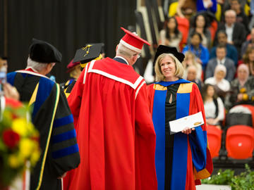 Students celebrate graduation at the 2019 fall convocation ceremony.