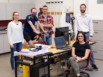 Juan Murias, PhD, and his team in the lab conducting exercise physiology research