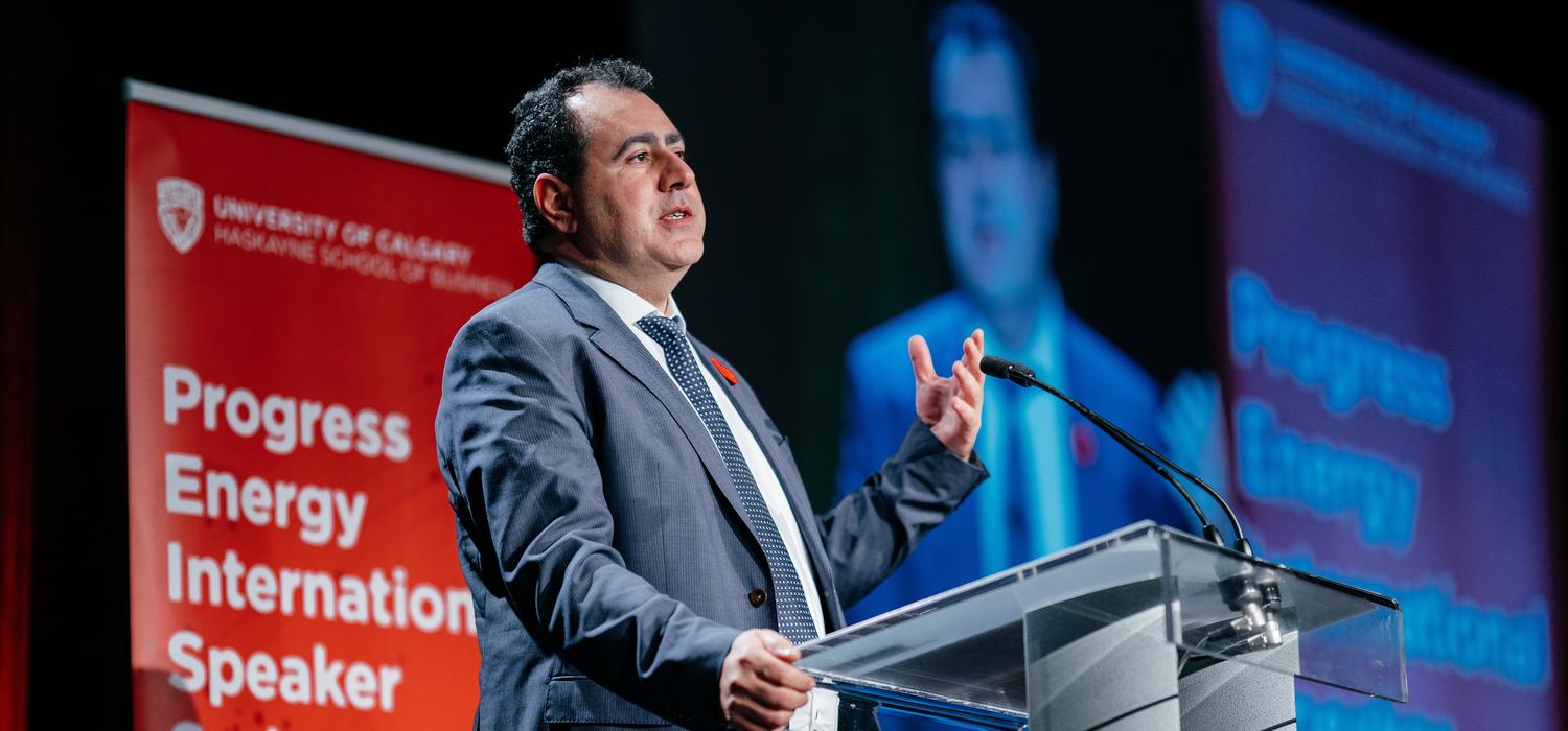 Harry Tchilinguirian from French international banking group BNP Paribas spoke to more than 600 people as part of Haskayne’s second annual Progress Energy International Speaker Series.