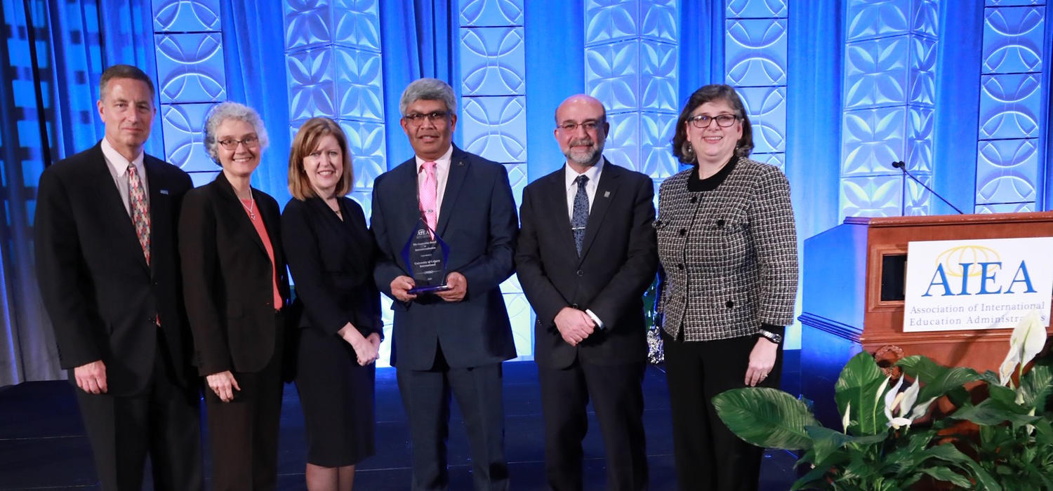 Association of International Education Administrators executives with UCalgary's Janaka Ruwanpura.