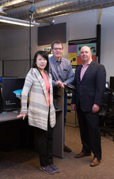 From left: Mea Wang, Frank Maurer, and Chad Saunders share in teaching the Software Entrepreneurship undergraduate course, a collaboration between the Haskyane School of Business and the Faculty of Science.