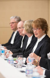 Chief Justice Catherine Fraser of the Court of Appeal of Alberta welcomed guests and brought greetings on behalf of the Court. Photos by Adrian Shellard, for the Faculty of Law