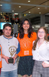 Participating in Innovation 4 Health’s student-run Health Hack competition at the University of Calgary, the top team was, from left: Sonia Martins, Abdullah Sarhan, Mariam Keshavjee and Julia St. Amand. Photo by Don Molyneaux for the Cumming School of Medicine