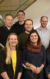 A number of University of Calgary researchers will be part of a Pan-Canadian "brain trust" of microbiome experts including, top row from left: Paul Kubes, Joe Harrison, Braedon McDonald, Ian Lewis, and Markus Geuking. Bottom row, from left: Kathy McCoy, Marie Claire Arrieta, Shaunna Huston, and Laura Sycuro. Photos by Don Molyneaux, for the Snyder Institute for Chronic Diseases 