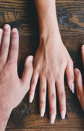  Multiracial human hands on background