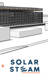 The proposed rooftop installation of the SolarSteam that would be built on the newly constructed Platform Innovation Centre in downtown Calgary. 