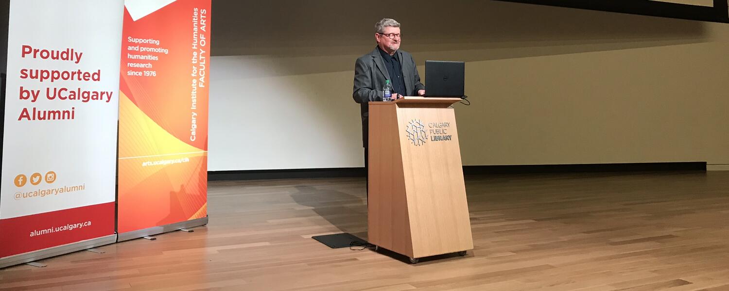 George Saunders lectures at the inaugural LGBTQ2S+ lecture series event