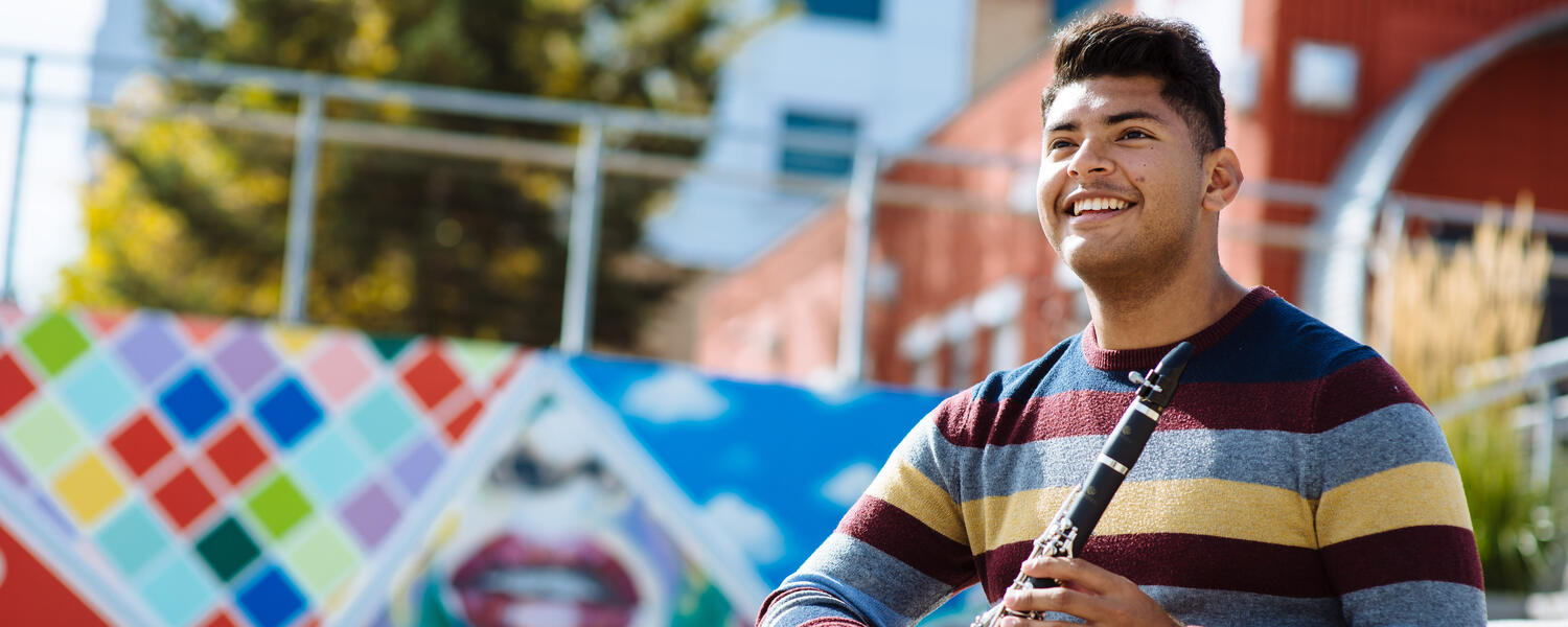 SCPA Music student with clarinet