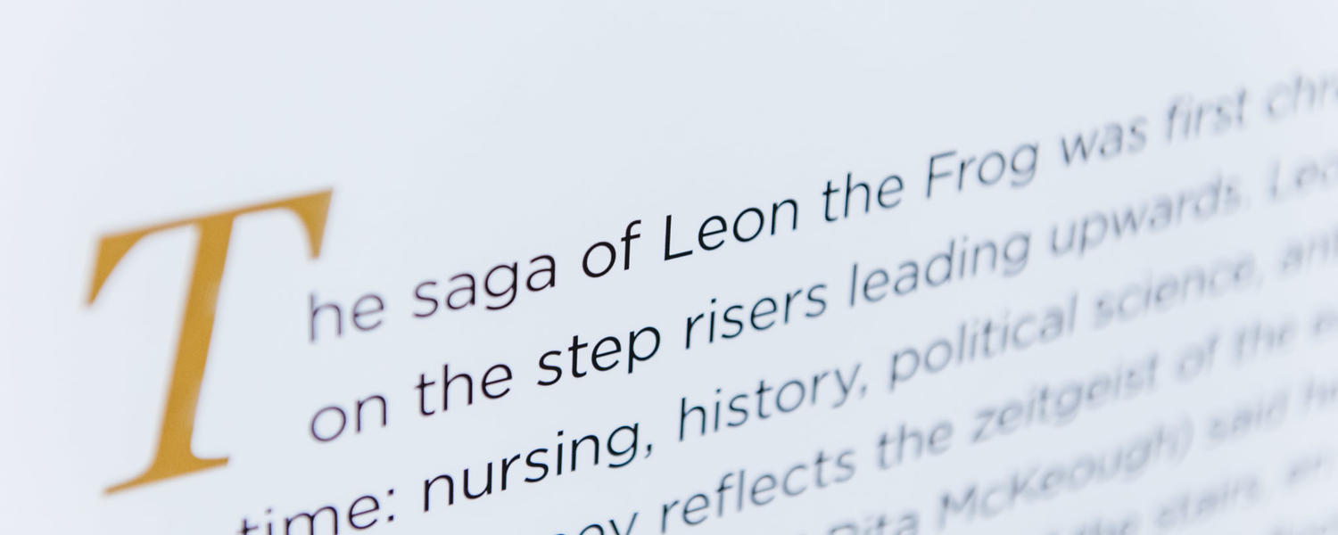 Picture of the Leon the Frog page from Age of Audacity, 50 Years Of Ambition And Adventure At Calgary's Own University