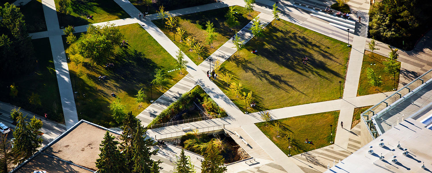 UCalgary aerial view of the quad