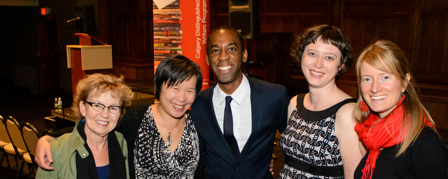 Former Canadian Writers-in-Residence Rosemary Nixon, Larissa Lai, Ian Williams, Sara Tilley, and Deborah Willis