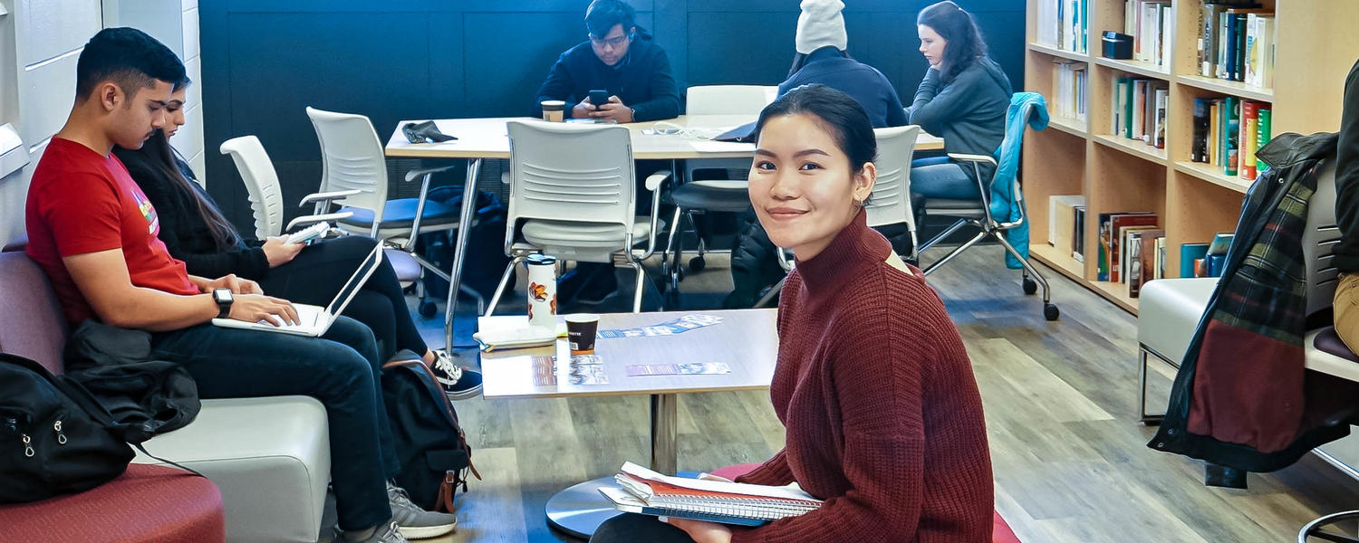 Students sit in the newly renovated French Centre