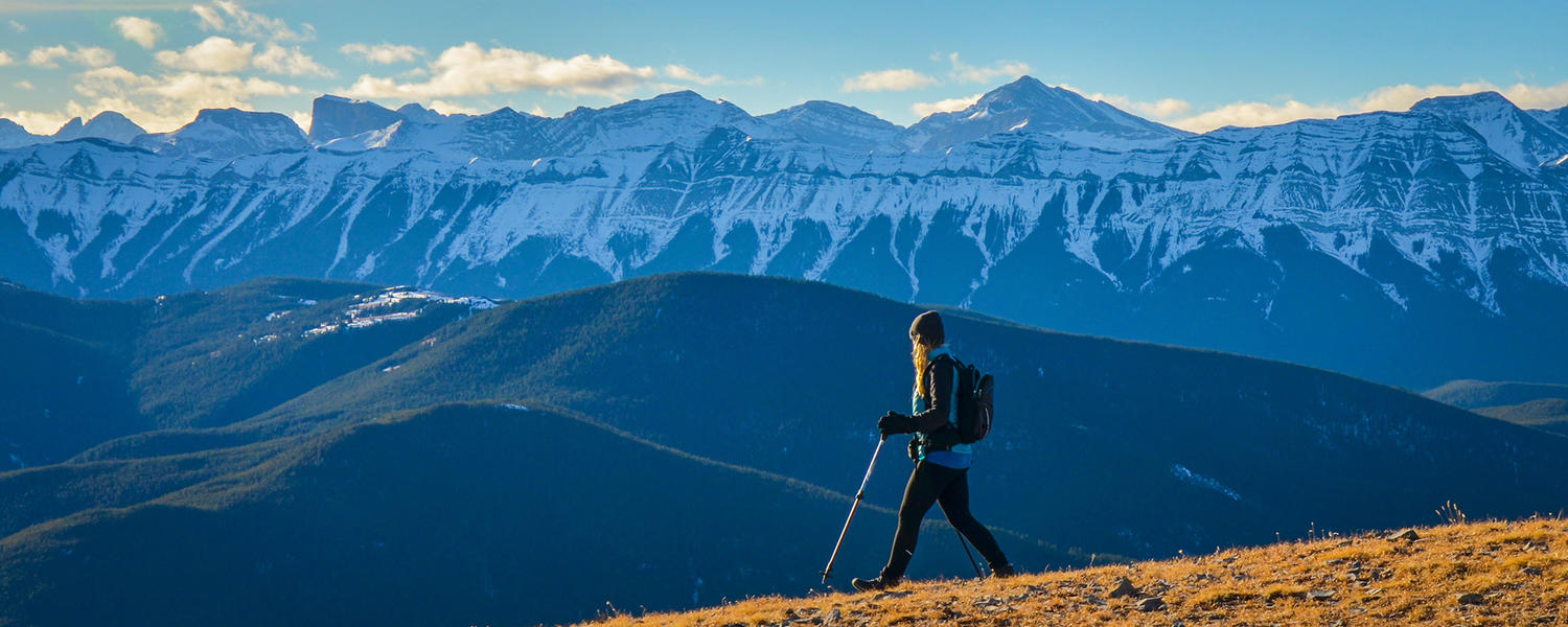Woman hiking in the mountains