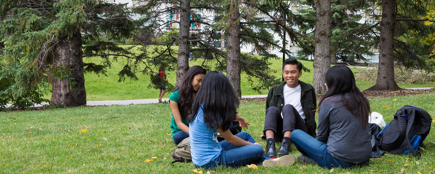 UCalgary students on the lawn