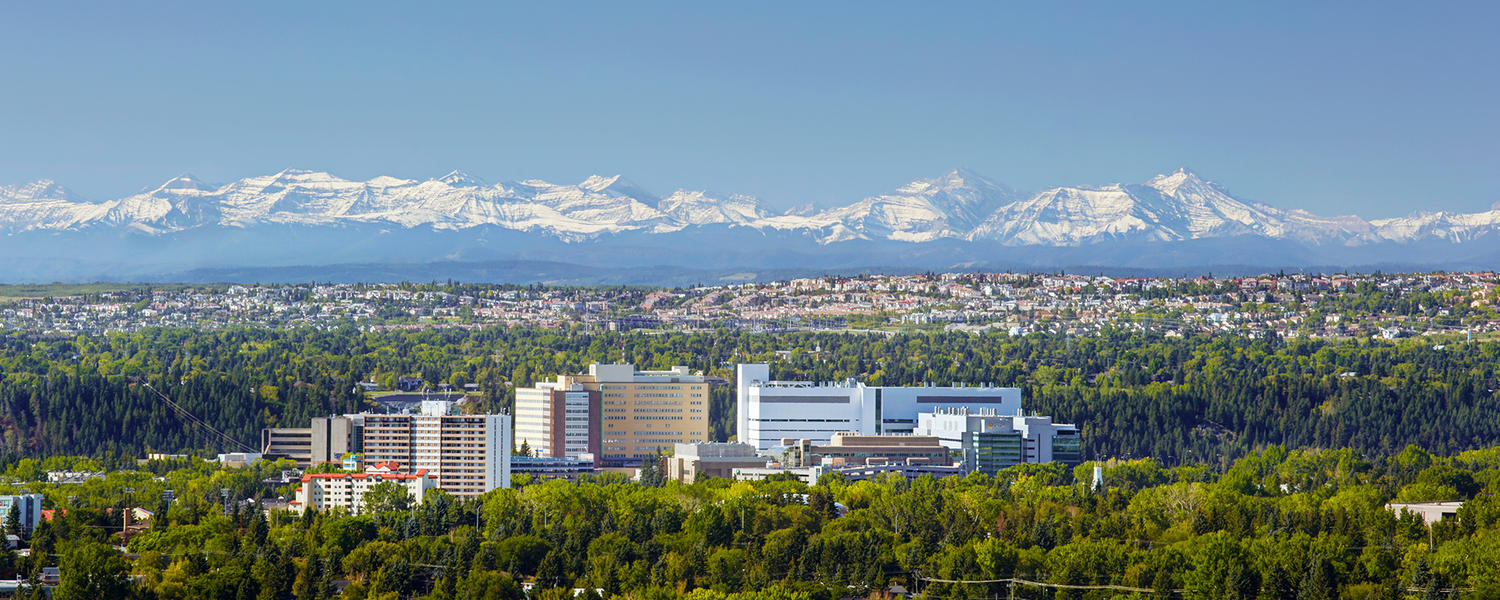 UCalgary with mountains on horizon