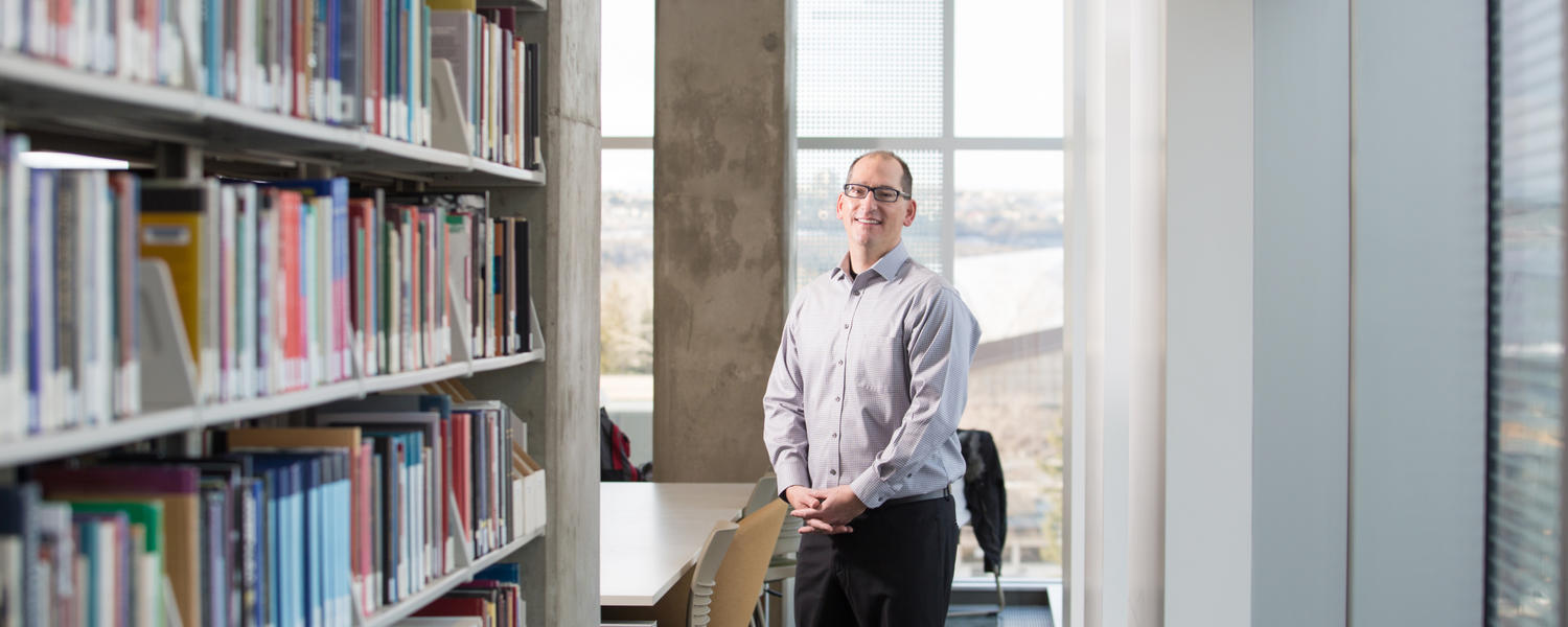 Researcher Christopher Sears in the Library