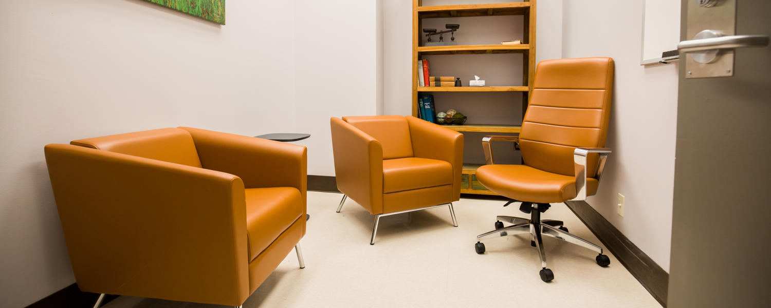 One of the counselling rooms in the Clinic. The space is calm and inviting.