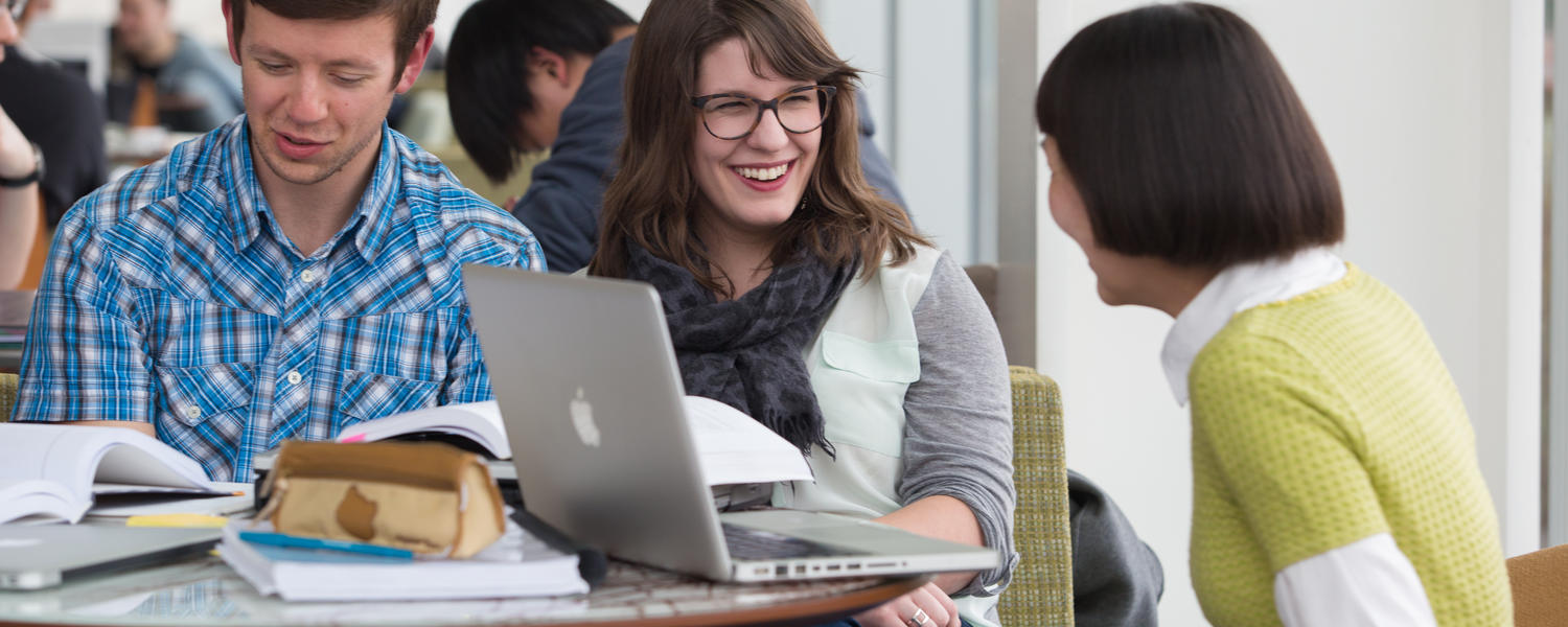 Students working and talking