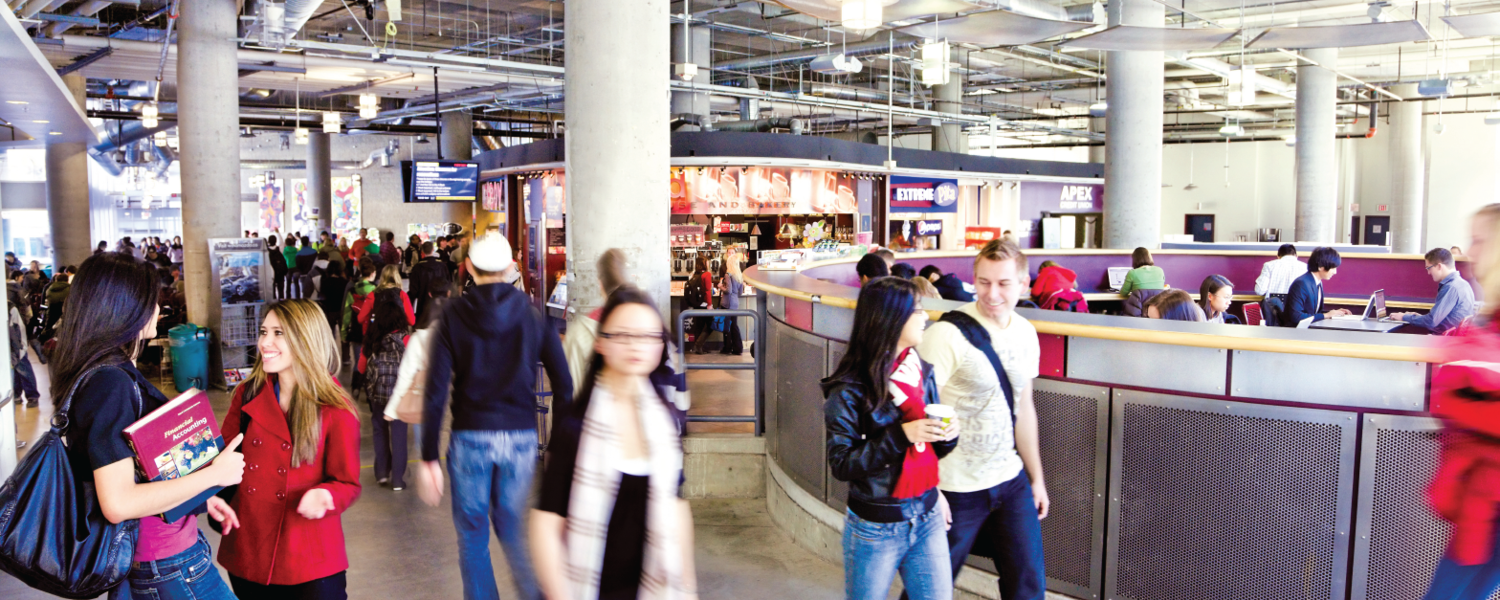 Students walking around on campus