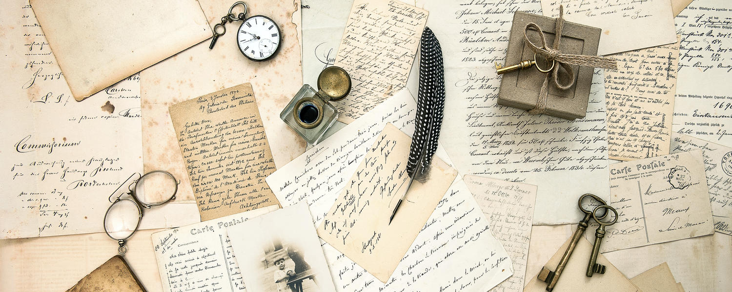 Image of old written letters and artifacts
