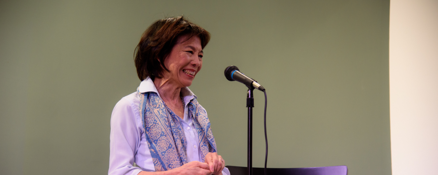 Denise Chong at an event for the Calgary Public Library, 2018. Photo by Monique de St. Croix.