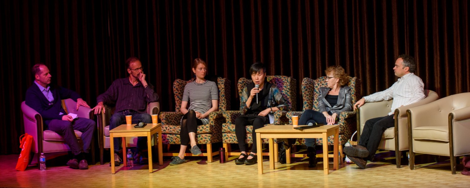 Canadian Writers-in-Residence at the Reunion Festival in 2016: Peter Oliva, Richard Harrison, Deborah Willis, Larissa Lai, Rosemary Nixon, and Marcello Di Cintio