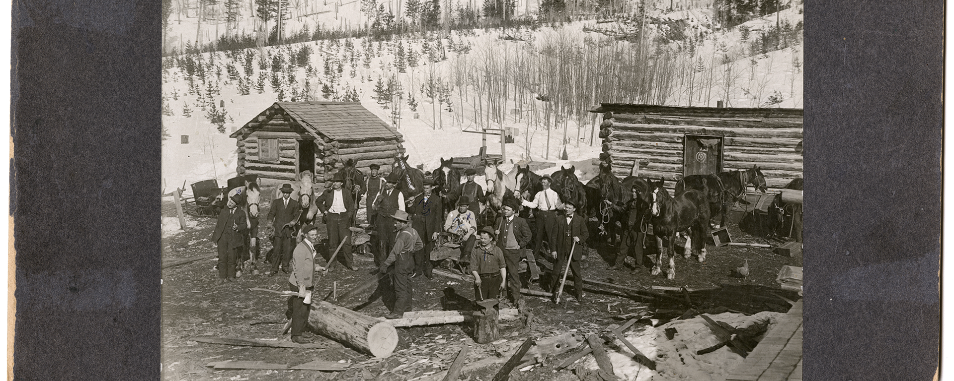 "Logging at Blairmore, Alberta.", [ca. 1900-1905] (CU1229519) by Photographer Unknown. Courtesy of Libraries and Cultural Resources Digital Collections, University of Calgary
