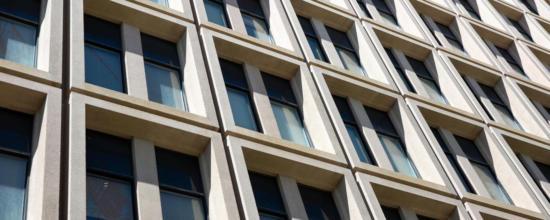 Closeup of the Social Sciences building facade