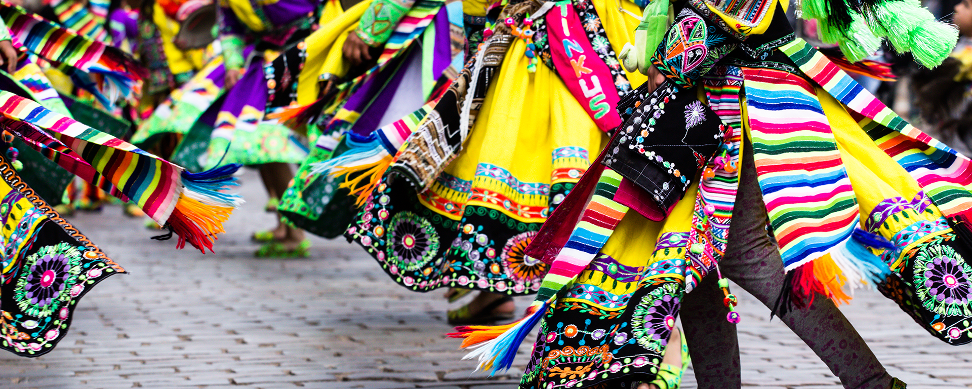 Peruvian dancers at the parade in Cusco. Stock image.