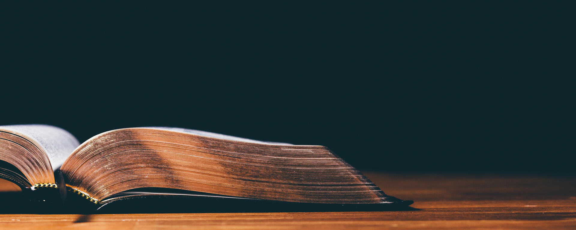 Open book on table