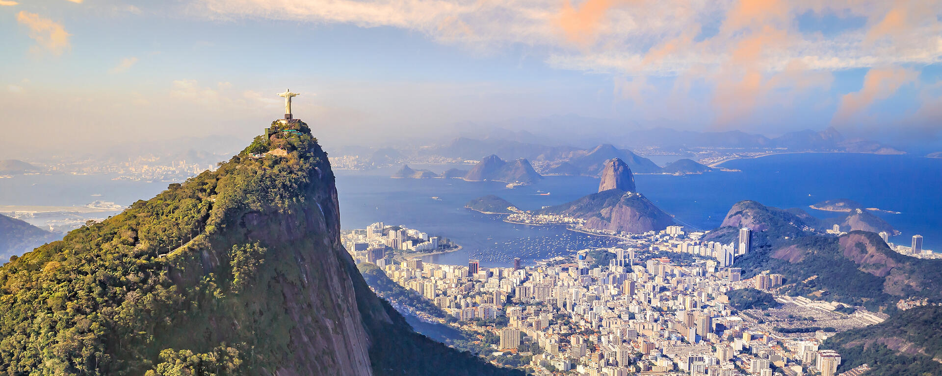Aerial view of Christ the Redeemer and Rio de Janeiro city
