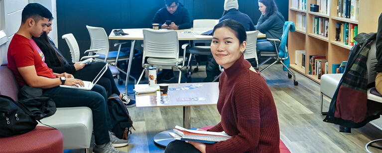 Students sit in the newly renovated French Centre