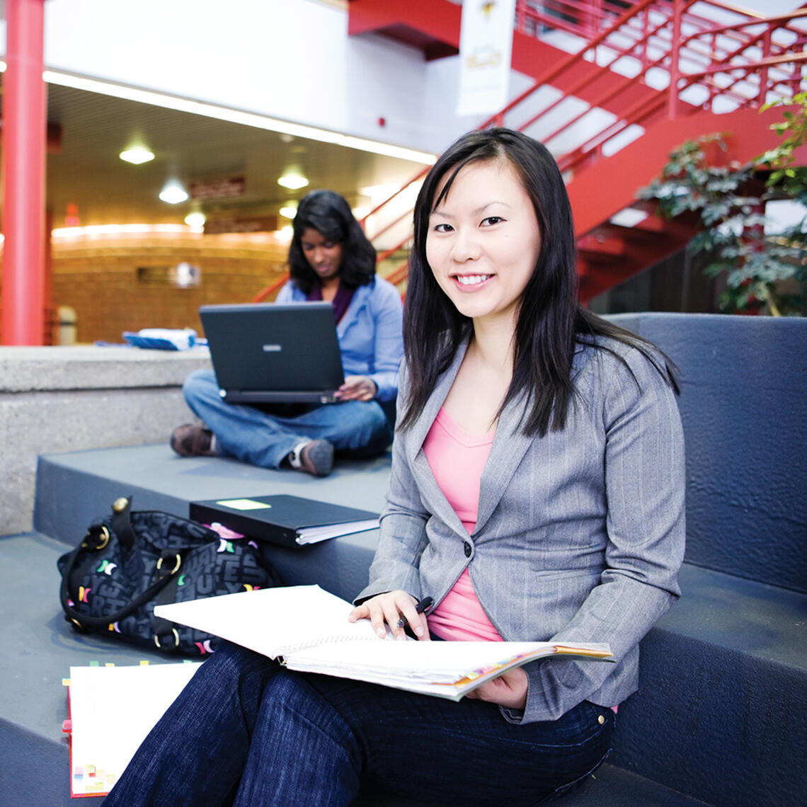 students study together in the kinesiology building