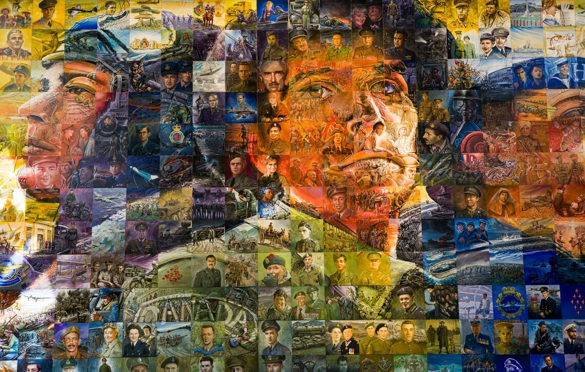 Collage Mural at the Military Museums, Calgary artistic mural collage of Canadian Armed Forces members