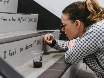 Alumna Zoe Klintberg hard at work on a line.