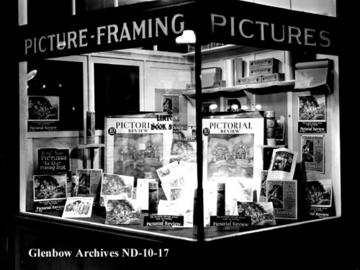 Linton's Book Store shop window (advertising picture-framing, with books on display) (ca. 1929)