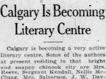 Newspaper article "Calgary is becoming literary centre" from Windsor Star, Dec 29, 1923