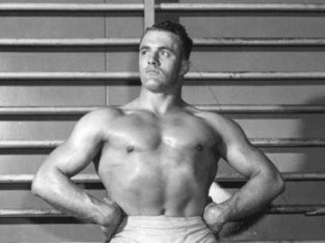 "Stu Hart at the Navy gymnasium, Edmonton, Alberta.", [ca. 1945], (CU1141790) by Unknown. Courtesy of Libraries and Cultural Resources Digital Collections, University of Calgary.