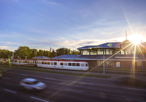 C-train in motion at University Station