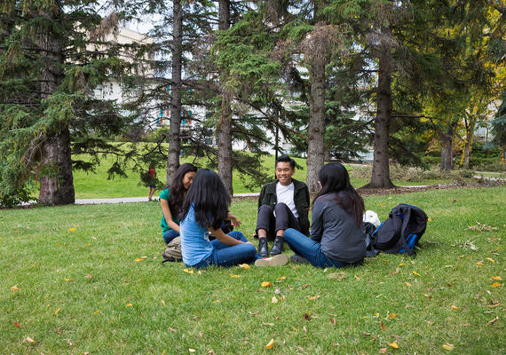 UCalgary students on the lawn