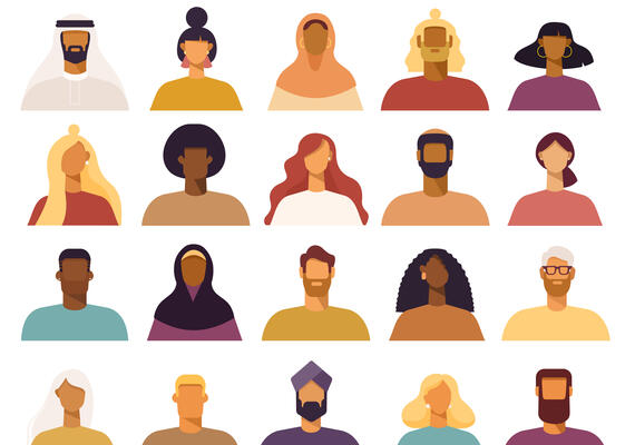 A stock graphic depicting people of various ages, ethnicities and genders